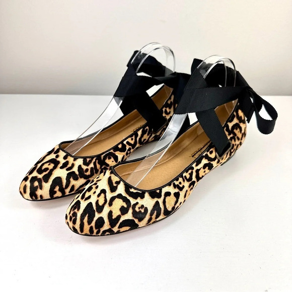 Animal Print Renee II Calf Hair Wrap Ballet Flats Leopard Mob Wife Size 8 - Picture 2 of 10